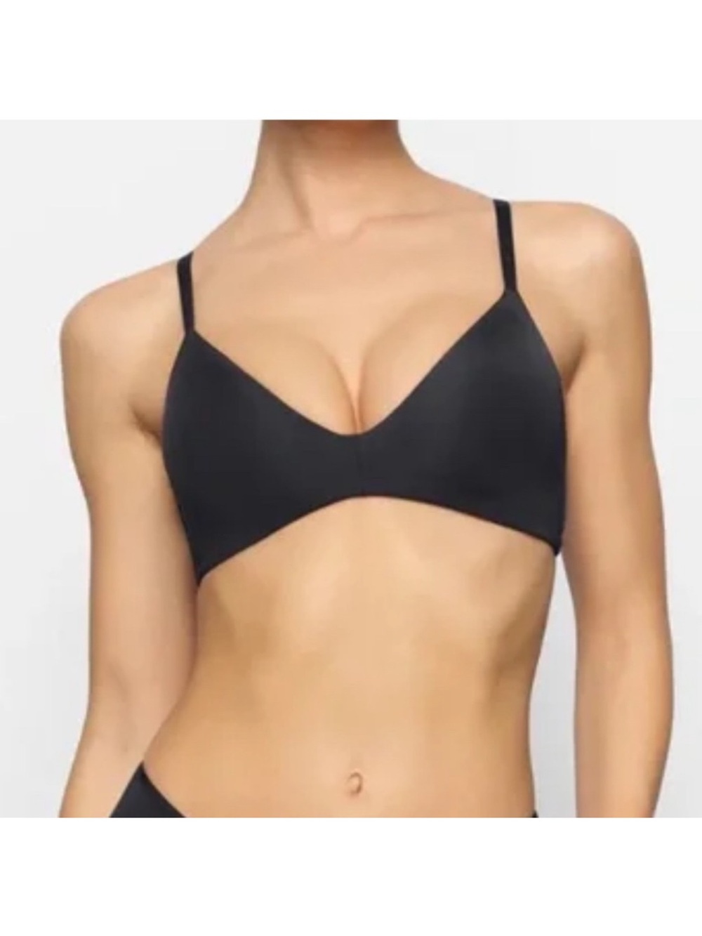 SKIMS Black Wireless Triangle Bra - Smooth Minimalist Design